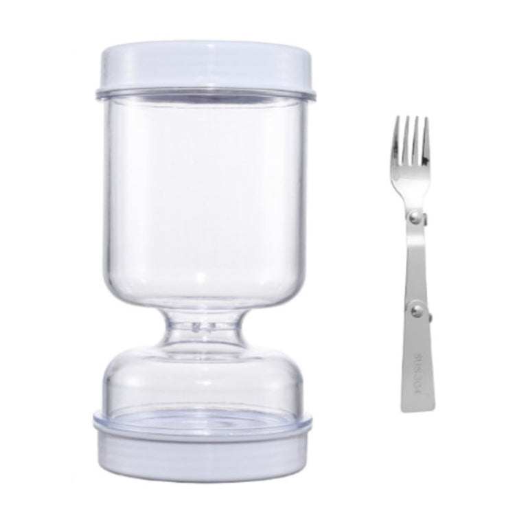 Kitchen Wet And Dry Separate Pickle Jar Plastic Wet And Dry Dispenser Hourglass Can, Style: Round Extension With Fork