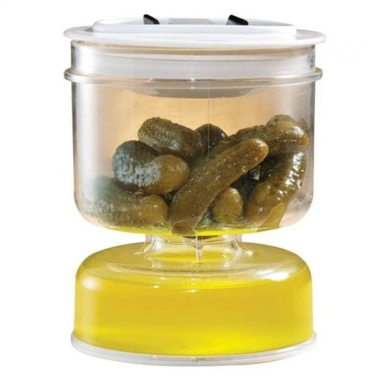 Kitchen Wet And Dry Separate Pickle Jar Plastic Wet And Dry Dispenser Hourglass Can, Style: Round Extension With Fork