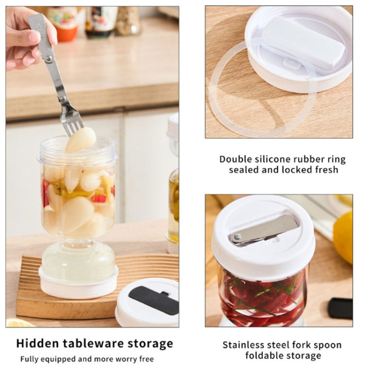 Kitchen Wet And Dry Separate Pickle Jar Plastic Wet And Dry Dispenser Hourglass Can, Style: Square