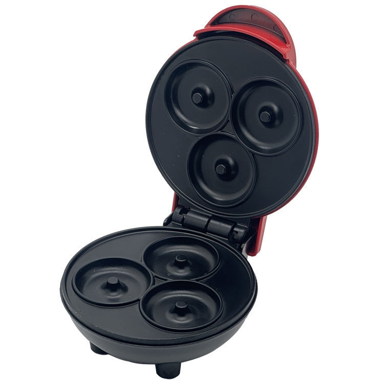 350W Mini Donut Maker Machine Can Make 3 Doughnuts 220V EU Plug(Red)