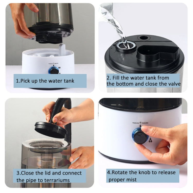 4L Reptile Humidifier Fogger Cool Mist Fog Mister with Tube for Tortoise Habita US Plug