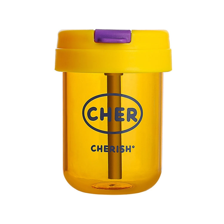 300ml Mini Children Water Mug Leakage-proof Student Plastic Portable Straw Cup(Yellow)