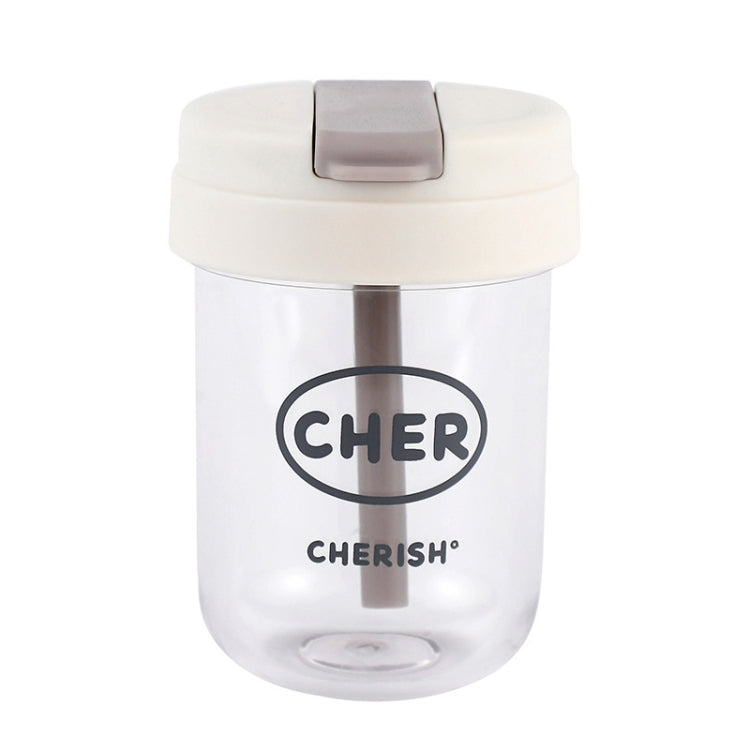 300ml Mini Children Water Mug Leakage-proof Student Plastic Portable Straw Cup(White)