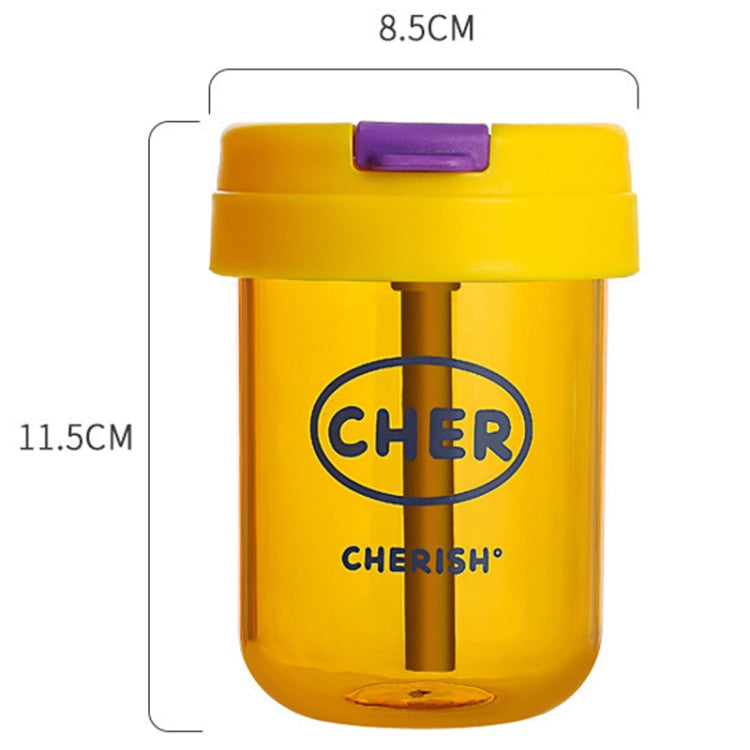 300ml Mini Children Water Mug Leakage-proof Student Plastic Portable Straw Cup(Yellow)