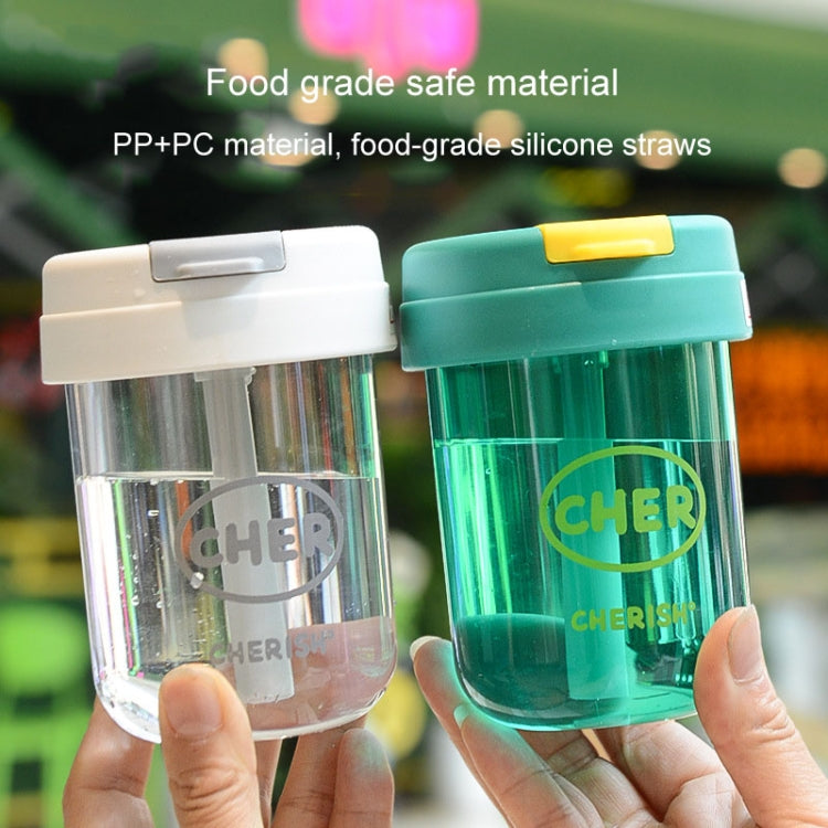300ml Mini Children Water Mug Leakage-proof Student Plastic Portable Straw Cup(Green)