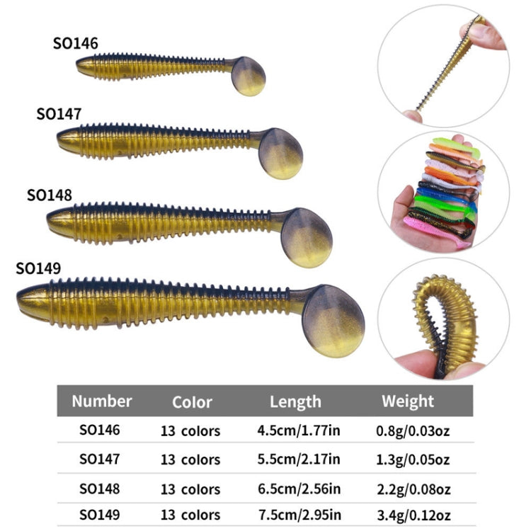 4.5cm 10pcs /Pack HENGJIA Spaghetti Worm T-Tail Soft Bait Spiral Fishing Dummy Lures(Color 2)
