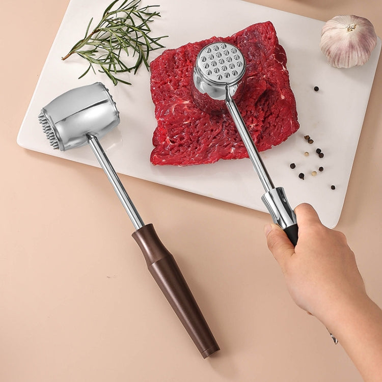 304 Stainless Steel Beef Hammer Thickened Solid Knocker Kitchen Double Sided Meat Looser, Handle: Black Color Wood