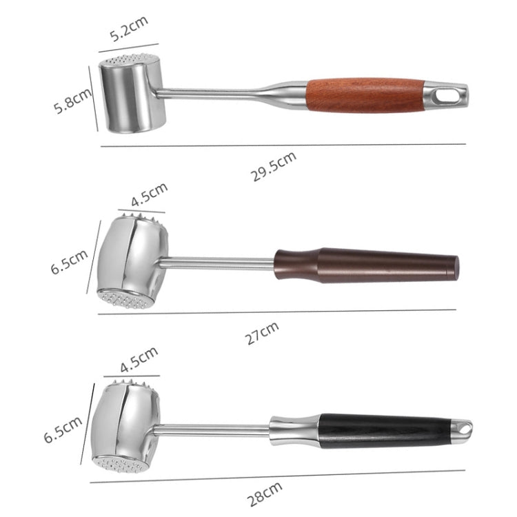 304 Stainless Steel Beef Hammer Thickened Solid Knocker Kitchen Double Sided Meat Looser, Handle: Rosewood