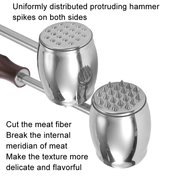 304 Stainless Steel Beef Hammer Thickened Solid Knocker Kitchen Double Sided Meat Looser, Handle: Rosewood