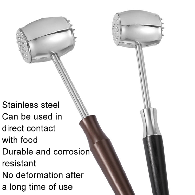 304 Stainless Steel Beef Hammer Thickened Solid Knocker Kitchen Double Sided Meat Looser, Handle: Rosewood