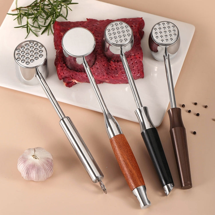 304 Stainless Steel Beef Hammer Thickened Solid Knocker Kitchen Double Sided Meat Looser, Handle: Rosewood