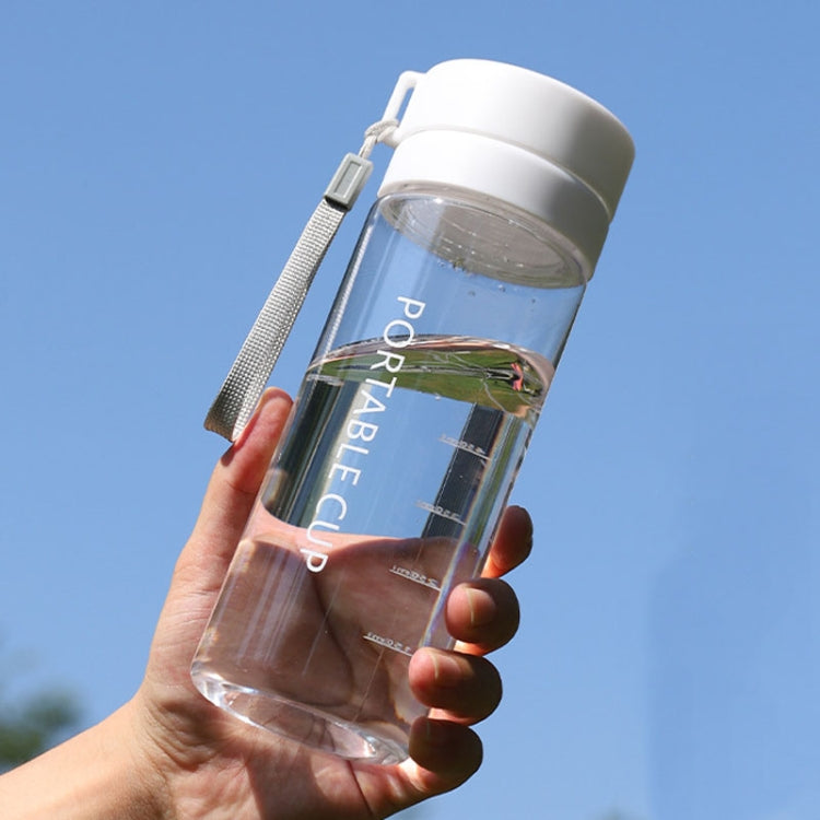Outdoor Large Capacity Sports Mug Frosted Plastic Portable Leak-proof Teacups, Color: 600ml Transparent White