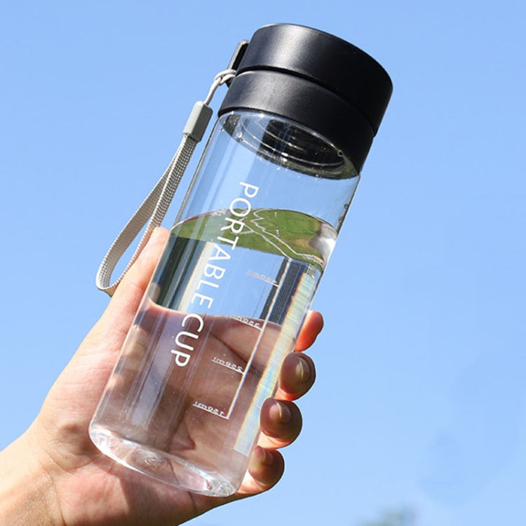Outdoor Large Capacity Sports Mug Frosted Plastic Portable Leak-proof Teacups, Color: 600Mml Transparent Black