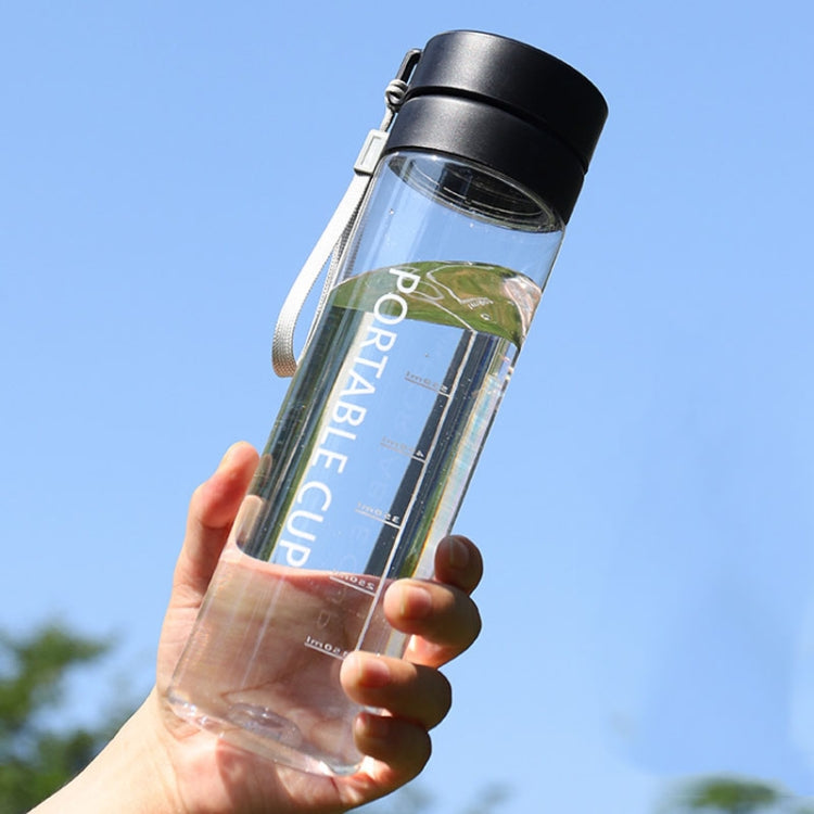 Outdoor Large Capacity Sports Mug Frosted Plastic Portable Leak-proof Teacups, Color: 800ml Transparent Black
