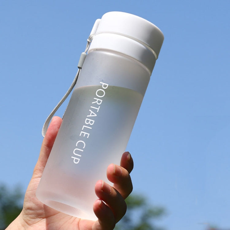 Outdoor Large Capacity Sports Mug Frosted Plastic Portable Leak-proof Teacups, Color: 600ml Frosted White
