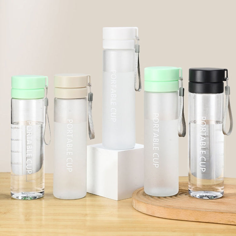 Outdoor Large Capacity Sports Mug Frosted Plastic Portable Leak-proof Teacups, Color: 400ml Transparent White