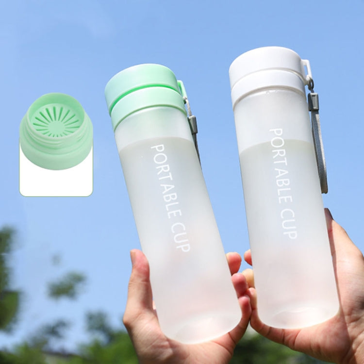 Outdoor Large Capacity Sports Mug Frosted Plastic Portable Leak-proof Teacups, Color: 600ml Transparent Green