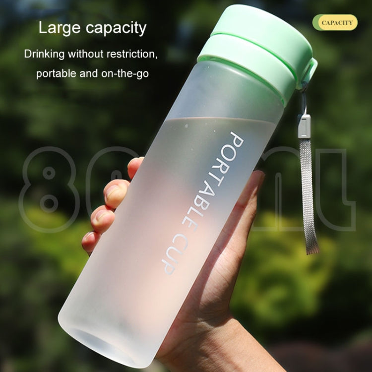Outdoor Large Capacity Sports Mug Frosted Plastic Portable Leak-proof Teacups, Color: 400ml Transparent White