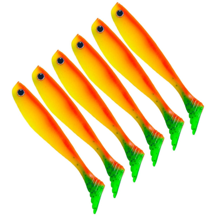 6pcs /Pack HENGJIA T-Tail Soft Dummy Bait Freshwater Fishing Lures, Size: 10cm 5.3g(Color 2)