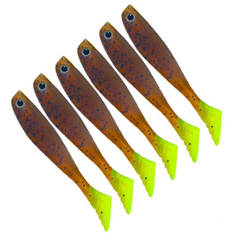 6pcs /Pack HENGJIA T-Tail Soft Dummy Bait Freshwater Fishing Lures, Size: 10cm 5.3g(Color 6)
