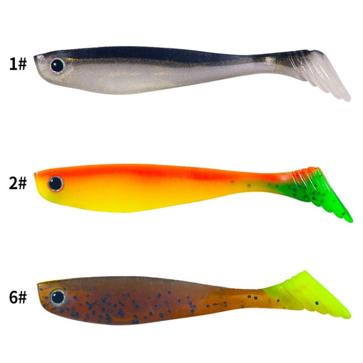 6pcs /Pack HENGJIA T-Tail Soft Dummy Bait Freshwater Fishing Lures, Size: 10cm 5.3g(Color 1)