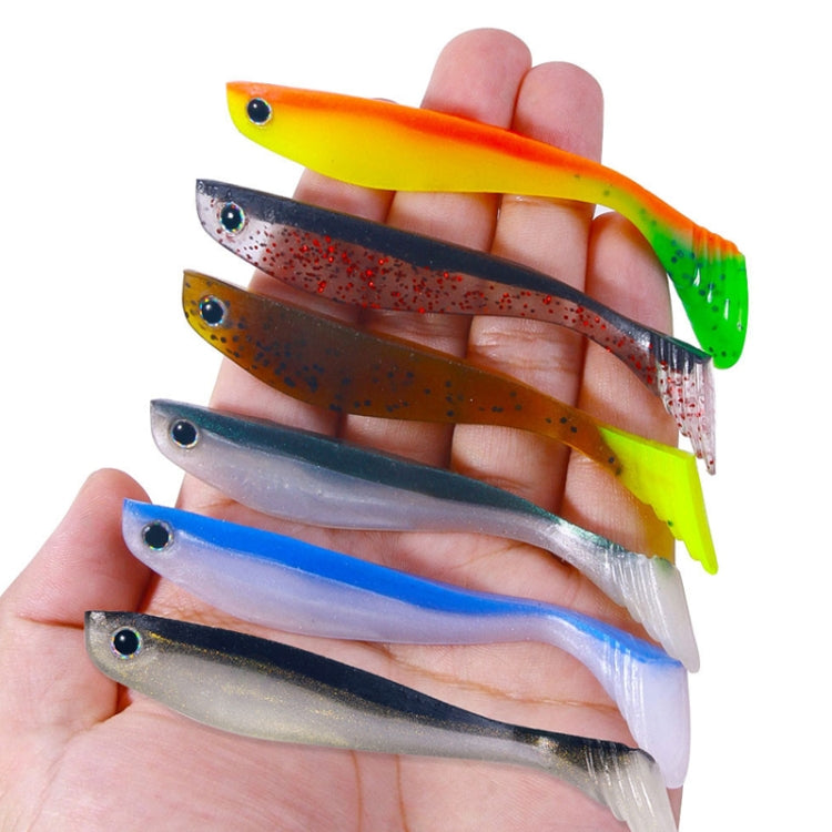6pcs /Pack HENGJIA T-Tail Soft Dummy Bait Freshwater Fishing Lures, Size: 10cm 5.3g(Color 6)