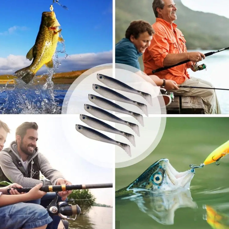 6pcs /Pack HENGJIA T-Tail Soft Dummy Bait Freshwater Fishing Lures, Size: 10cm 5.3g(Color 2)