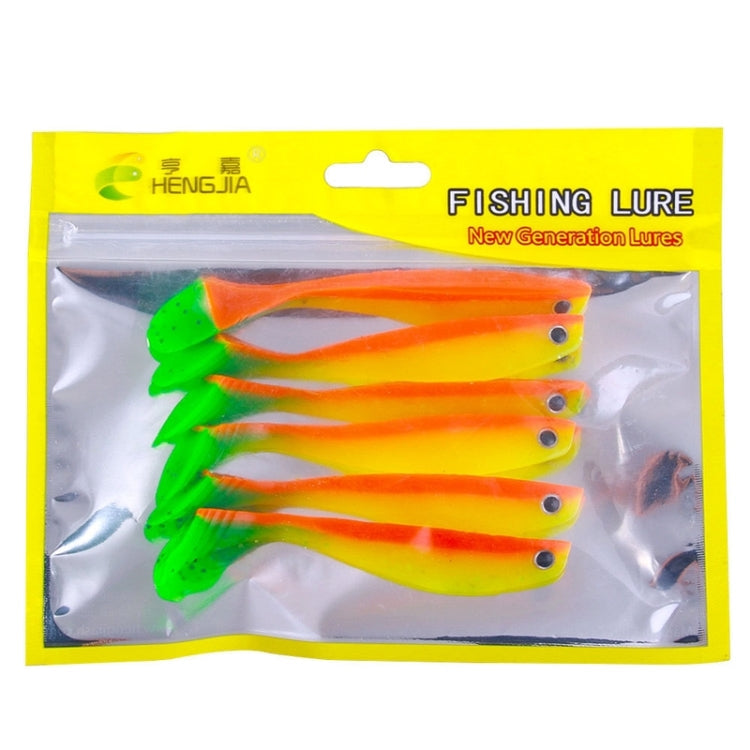 6pcs /Pack HENGJIA T-Tail Soft Dummy Bait Freshwater Fishing Lures, Size: 10cm 5.3g(Color 6)