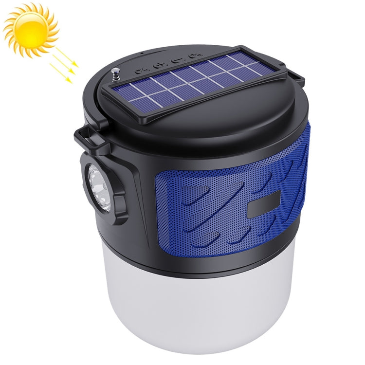DV-V12 Outdoor Solar Camping Light FM Card Bluetooth Speaker(Blue)