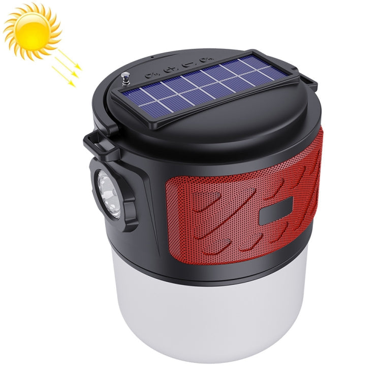 DV-V12 Outdoor Solar Camping Light FM Card Bluetooth Speaker(Red)