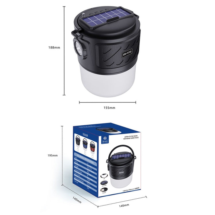 DV-V12 Outdoor Solar Camping Light FM Card Bluetooth Speaker(Blue)