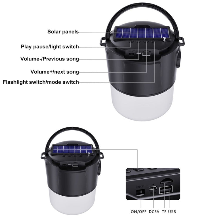 DV-V12 Outdoor Solar Camping Light FM Card Bluetooth Speaker(Blue)