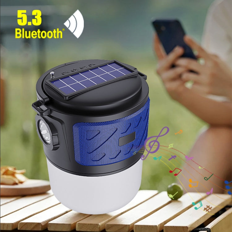 DV-V12 Outdoor Solar Camping Light FM Card Bluetooth Speaker(Blue)