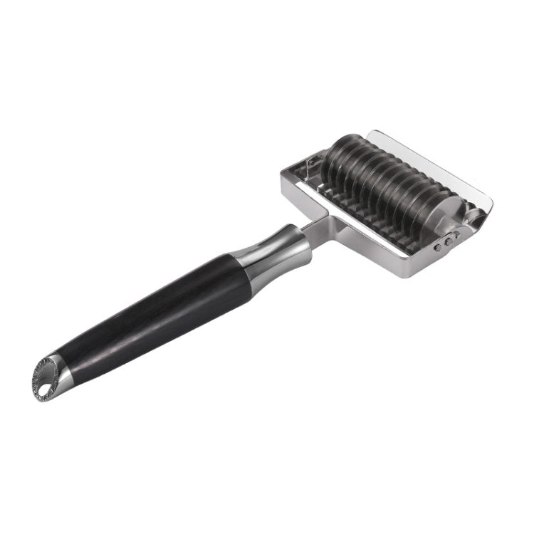 304 Stainless Steel Pusher Multifunctional Noodle Sword Thickening Kitchen Noodle Cutter, Style: Black Color Wood Handle 5mm