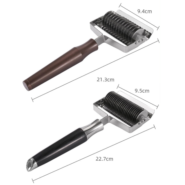 304 Stainless Steel Pusher Multifunctional Noodle Sword Thickening Kitchen Noodle Cutter, Style: Black Color Wood Handle 2.5mm