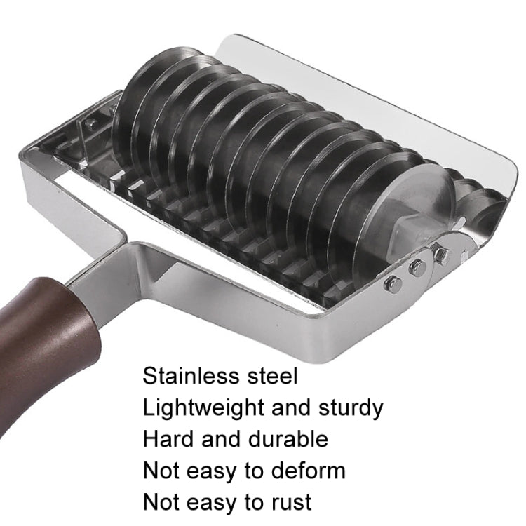304 Stainless Steel Pusher Multifunctional Noodle Sword Thickening Kitchen Noodle Cutter, Style: Black Color Wood Handle 5mm