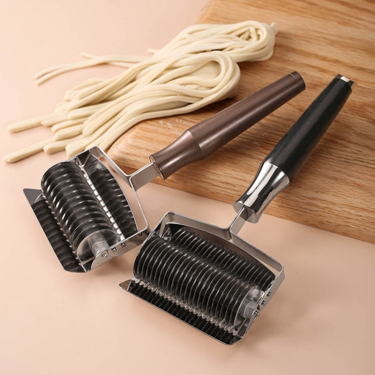 304 Stainless Steel Pusher Multifunctional Noodle Sword Thickening Kitchen Noodle Cutter, Style: Black Color Wood Handle 2.5mm