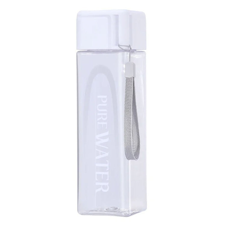 500ml Simple Square Mug Portable Leak-Proof Plastic Cup Sports Camping Bottle(White)