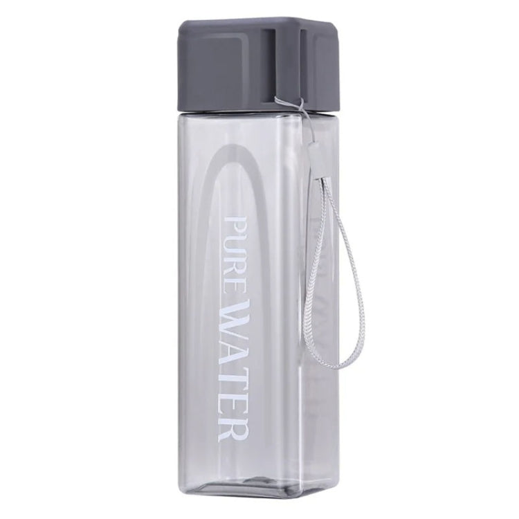 500ml Simple Square Mug Portable Leak-Proof Plastic Cup Sports Camping Bottle(Grey)