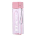 500ml Simple Square Mug Portable Leak-Proof Plastic Cup Sports Camping Bottle(Pink)