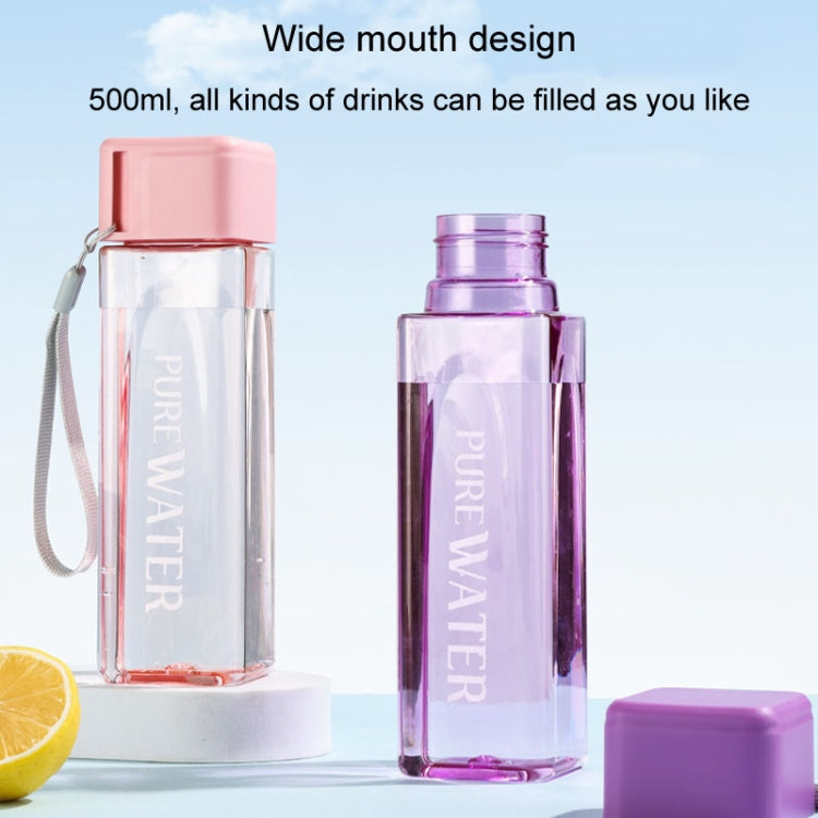 500ml Simple Square Mug Portable Leak-Proof Plastic Cup Sports Camping Bottle(White)