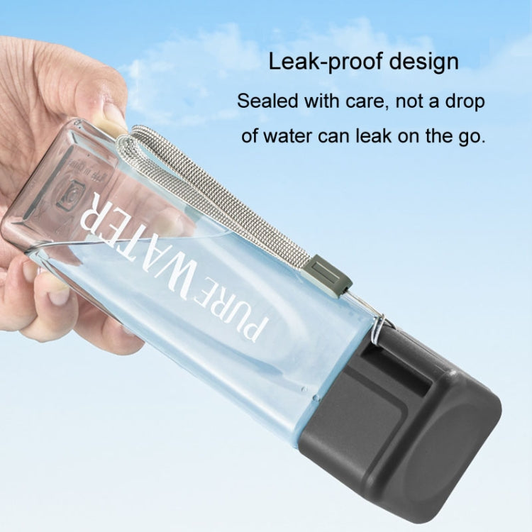 500ml Simple Square Mug Portable Leak-Proof Plastic Cup Sports Camping Bottle(Grey)