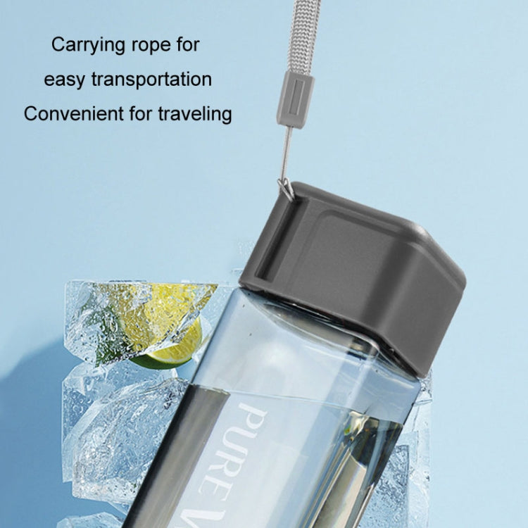 500ml Simple Square Mug Portable Leak-Proof Plastic Cup Sports Camping Bottle(Grey)