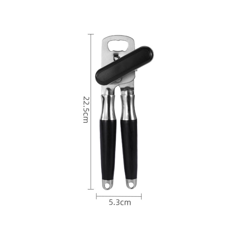 Stainless Steel Can Opener Multifunctional Kitchen Bottle Opener, Style: Wood Handle