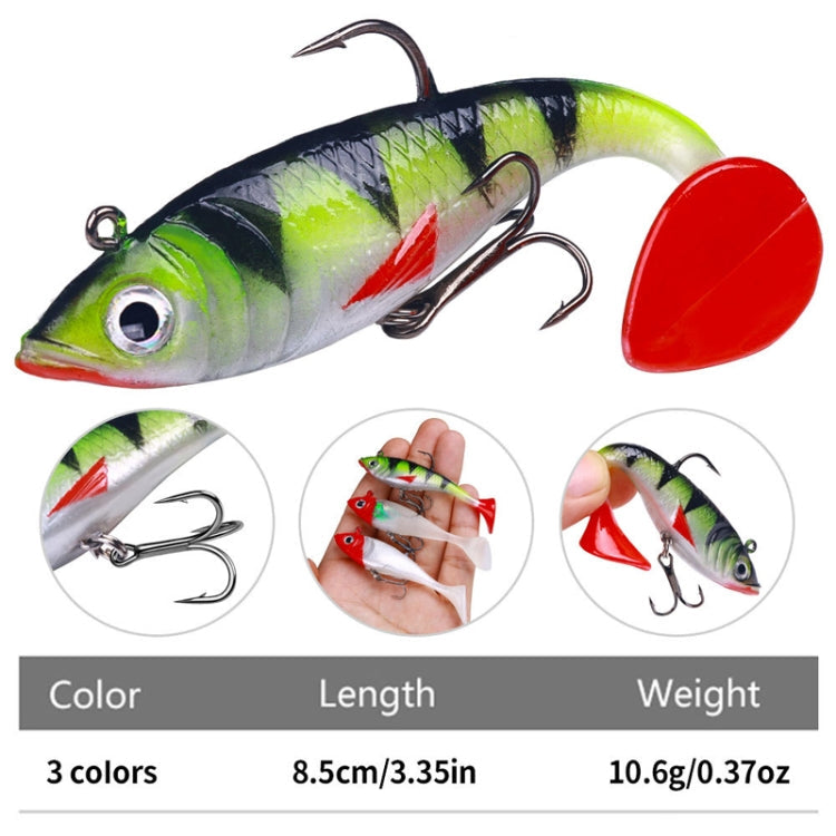 5pcs /Pack HENGJIA SO071 T-Tail Lead Fishing Lure Lua Fishing Soft Bait, Size: 8.5cm 10.6g(Red And White)