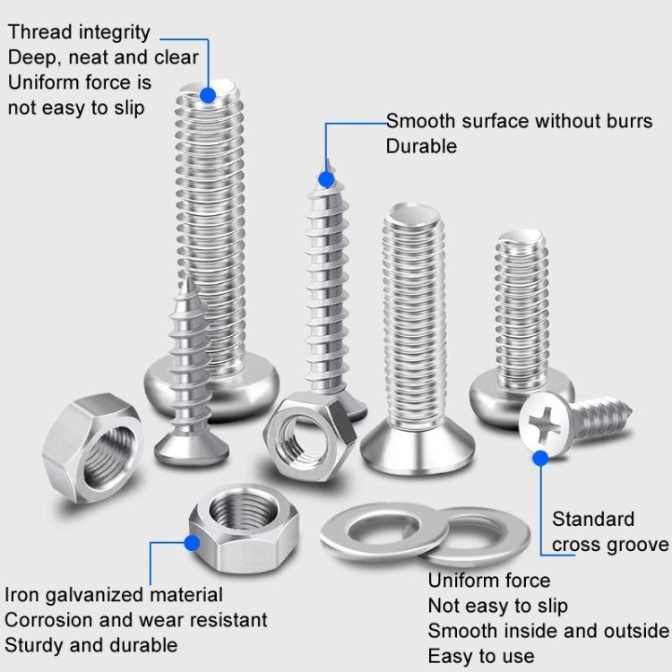 Set F 11 Types 15 Cells Screws Nuts Washers Self-Tapping Screws Set