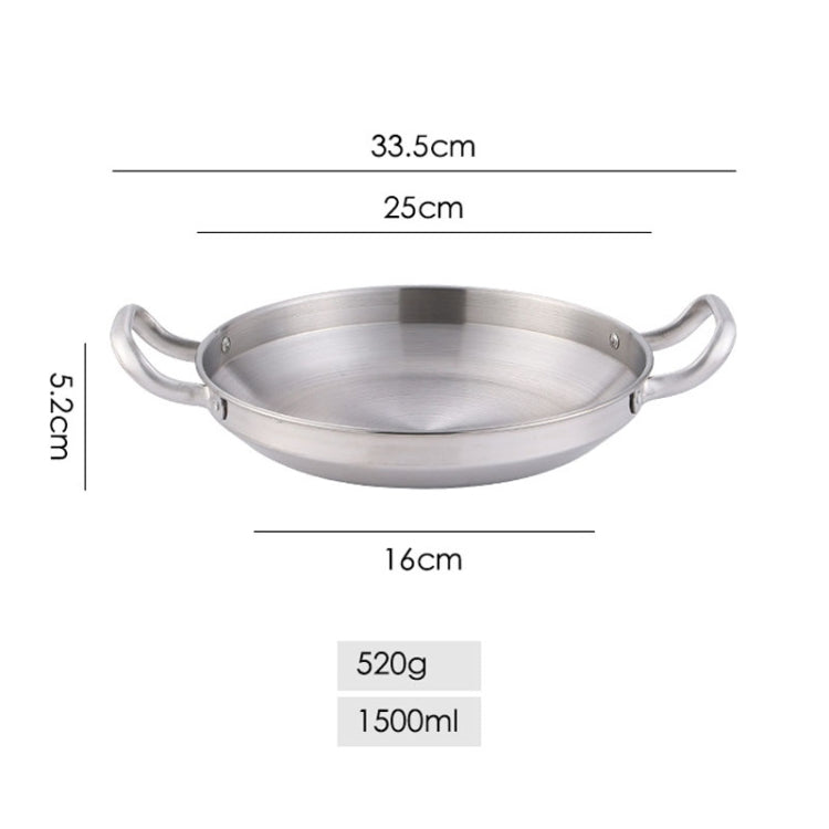 Thickened Stainless Steel Double Ears Pan Seafood Rice Pan Fried Chicken Tray, Size: 24cm Silver