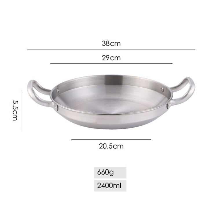 Thickened Stainless Steel Double Ears Pan Seafood Rice Pan Fried Chicken Tray, Size: 28cm Silver