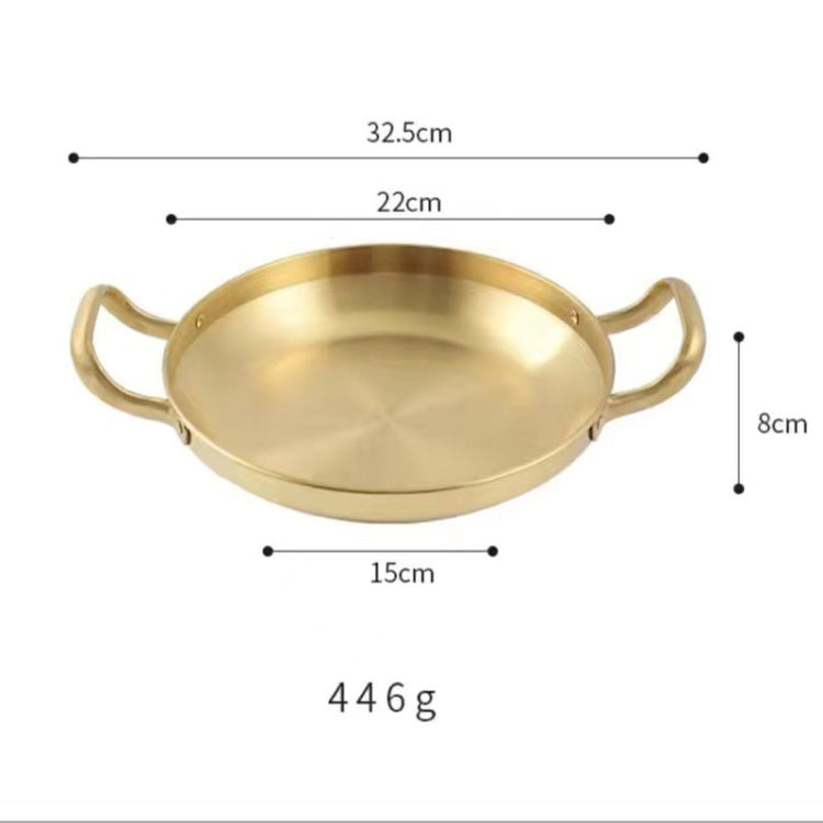 Thickened Stainless Steel Double Ears Pan Seafood Rice Pan Fried Chicken Tray, Size: 22cm Golden
