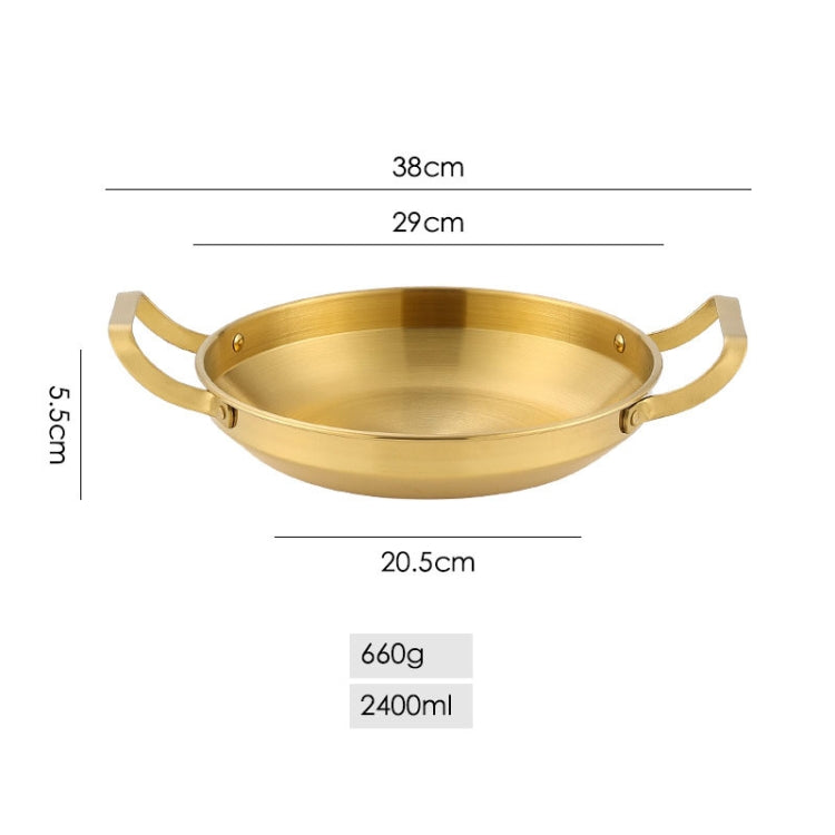 Thickened Stainless Steel Double Ears Pan Seafood Rice Pan Fried Chicken Tray, Size: 28cm Golden